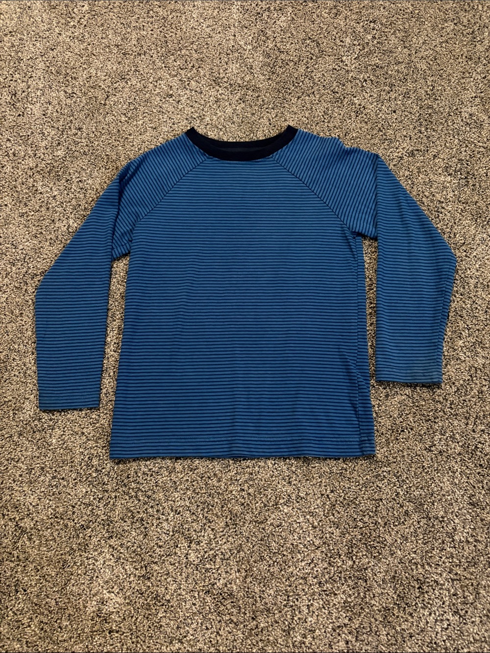 Basic Editions Blue Striped Long-Sleeve Tee with Navy Collar XS 4/5